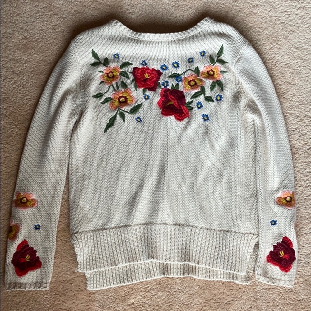knit floral sweater